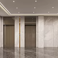Modern Hotel Lobby Interior With Marble Reception Desk Pendant Lights And Wall Art