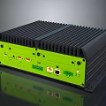 Rugged Industrial Embedded Device With Black Enclosure Green Interface Panel And Multiple Ports