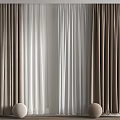 Curtain Screen Pleated Curtain Colorblock 3d model