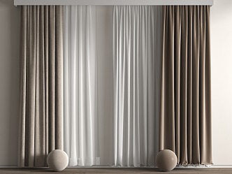 Curtain Screen Pleated Curtain Colorblock 3d model