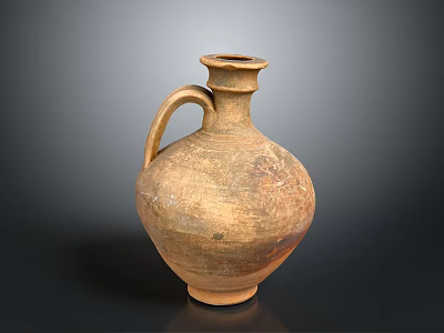 Ancient Clay Vase Sculpture with Hand Carved Textured Surface and Traditional Design 3d model