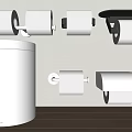 Sleek Bathroom Accessories With Wall Mounted Toilet Paper Holders And Modern Trash Can Design