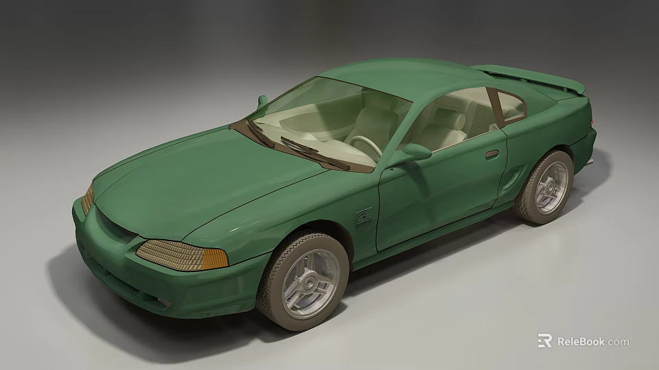 Green Sports Car Model Two Door Design With Silver Wheels Shiny Body And Interior Details 3d model 