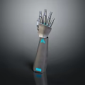 Bionic Robotic Arm Character With Metallic Structure And Blue Accents Design