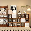 Wooden Bookcase With Multi tiered Shelves Books Decorative Items Potted Plant And Floor Lamp