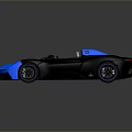 Black and blue convertible sports car with two seats and number 25 on body