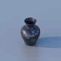 Home Decor Black Vase With White Speckles Placed On Light Blue Background 3d model