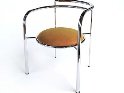 Modern Leisure Chair with Chrome Frame and Orange Velvet Seat Curved Armrests and Contemporary Design 3d model