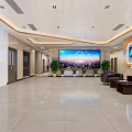 Modern Emergency Center Lobby Front Desk Reception with Sofa Large Screen and Signage