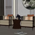 New Chinese Casual Sofa Combination Single Sofa Combination 3d model
