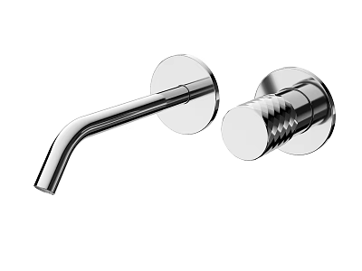 Wall Mounted Chrome Faucet Modern Design With Extended Spout And Control Handle 3d model