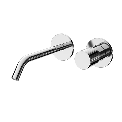 Wall Mounted Chrome Faucet Modern Design With Extended Spout And Control Handle 3d model
