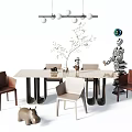 Quiet Dining Table and Chair Combination Dining Table and Chair 3d model