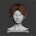 Game Movie Character 3D Model Female Brown Short Hair With Bangs And White Facial Features