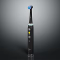 Black Electric Toothbrush With Blue LED Head And Control Buttons 3d model