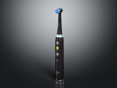 Black Electric Toothbrush With Blue LED Head And Control Buttons 3d model