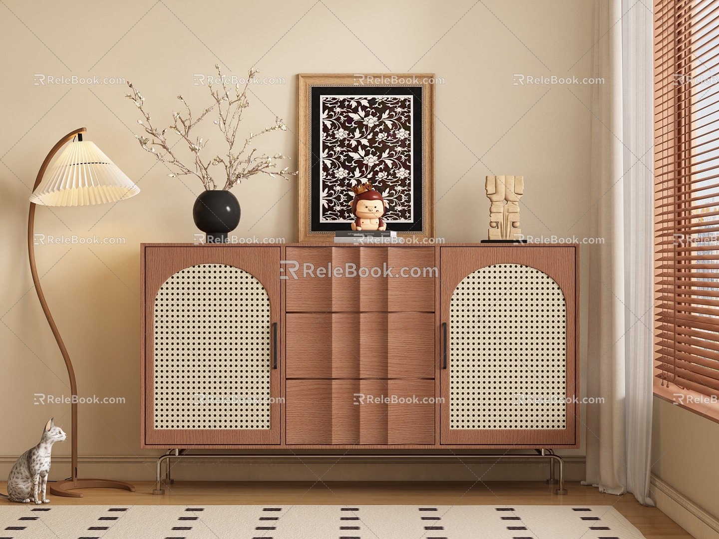 Antique Entrance Cabinet Sideboard Side Cabinet 3d model