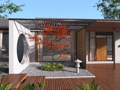 Courtyard landscape Homestay Hotel Internet celebrity landscape Japanese landscape 3d model