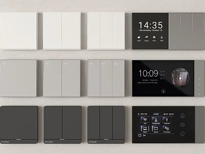 Modern Switch Panels in White Gray Black with Smart Digital Display and Controls 3d model