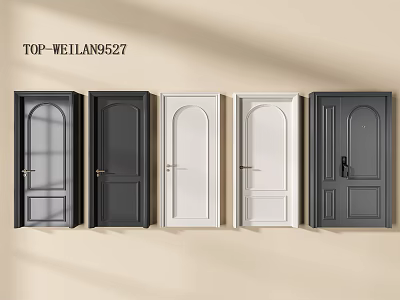 Variety of Hinged Door Designs in Black White and Gray for Interior Spaces 3d model