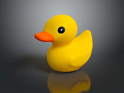 Adorable Yellow Rubber Duck Toy with Orange Beak and Black Eyes 3d model