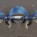 Modern Security Control Room with Multiple Monitor Screens Control Desks and Ergonomic Chairs