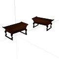 Dark Wooden Coffee Tables With Carved Legs And Rectangular Tops 3d model