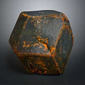 Natural Wood Stone Polyhedral Raw Specimen Featuring Dark Gray Black And Orange Veins