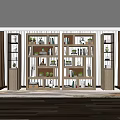 Modern Wooden Bookcase With Multiple Shelves Books Decorative Items And Potted Plants