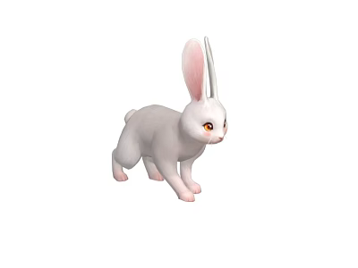 Cute White Rabbit With Long Ears Red Eyes And Pink Paws 3d model