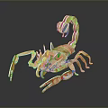 Wooden Reptile Scorpion 3D Model With Reflection On Dark Background