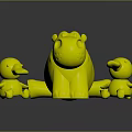 Three Toy Characters Featuring Green Headed Duck Gray Hippo And Yellow Duck Together