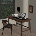 Modern desk chair books computer wall lamp 3d model