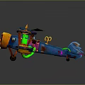 Colorful Spacecraft Model With Vibrant Cosmic Design And Decorative Propeller Parts