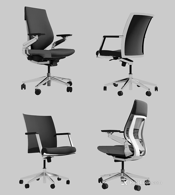 Ergonomic Modern Office Chair With Adjustable Arms Swivel Base And Black Mesh Back Design 3d model 