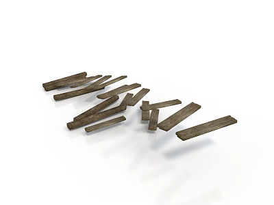 Brown Long Metal Strips As Key Industrial Equipment Components In Pile 3d model