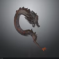 Detailed 3D Model of Mythical Dragon with Scaled Body and Curved Posture