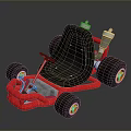 Red Frame Go Kart With Black Seat Large Wheels And Exhaust Pipes