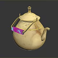 Ceramic Beige Teapot With Black Handle And Lid For Daily Household Use