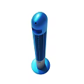 Blue Standing Tower Fan With Yellow Accent And Modern Design Structure