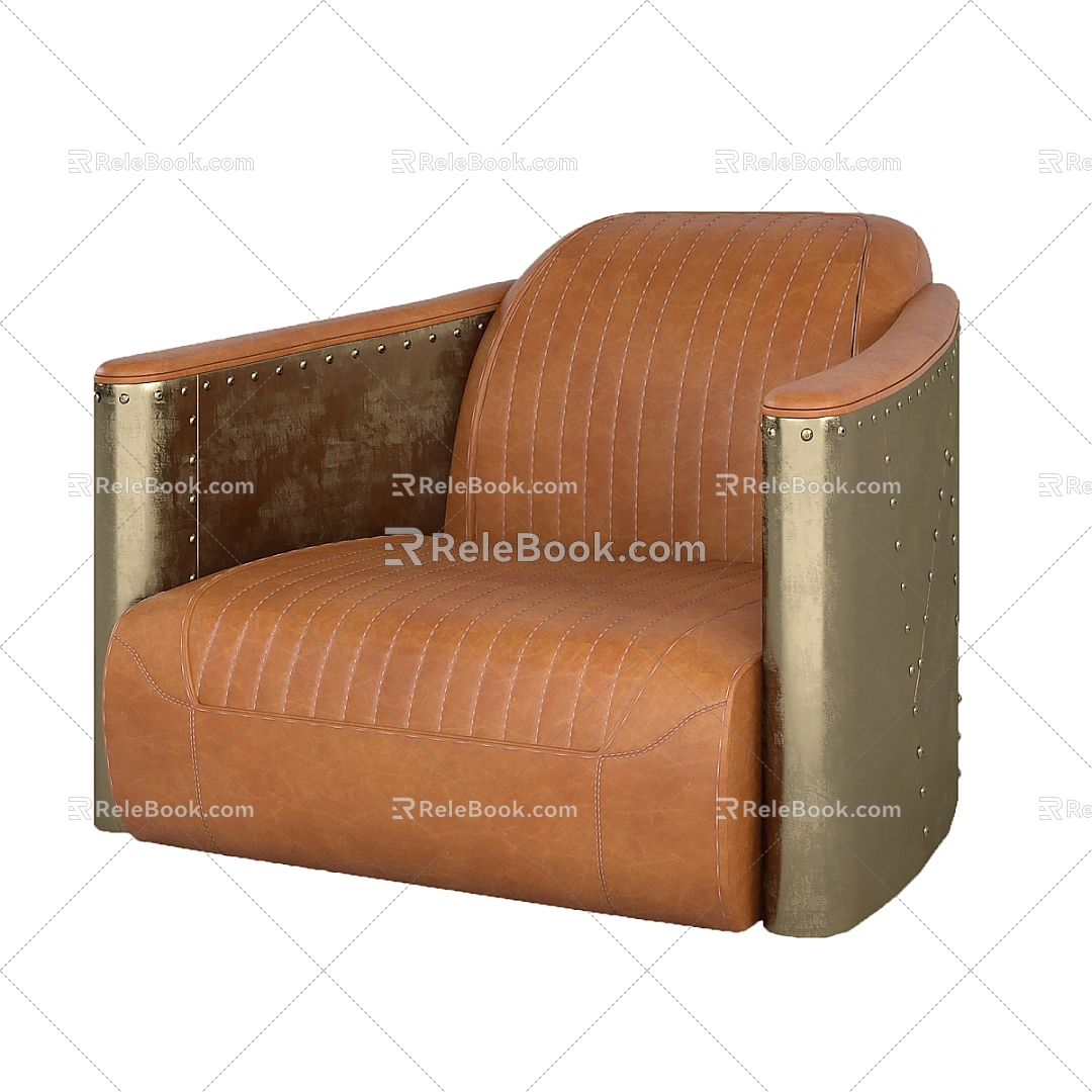 Nordic Minimalist Industrial Single Casual Sofa Single Casual Sofa Brown Color Sofa Light Luxury Sofa 3d model