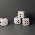 Board Game Entertainment With White Dice Stacked And Single Pieces With Black Red Dots