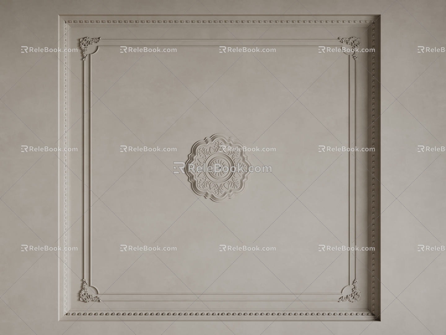 French ceiling French lamp panel French carved lines 3d model