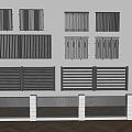 Modern wrought iron railing fence guardrail fence 3d model