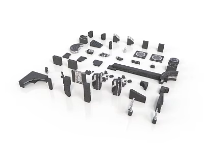 Architectural Building Components Design Featuring Various Shapes And Structural Parts 3d model