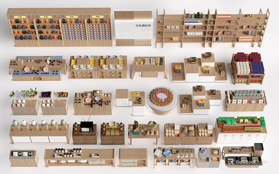 Versatile Wooden Storage Shelves With Multi Tiered Design For Home Display And Organization 3d model 