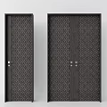 Black Hinged Doors with Textured Patterns Single and Double Panel Designs Including Locks 3d model