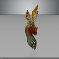 Vibrant Mythical Bird Creature Sculpture With Feathered Head And Red Yellow Green Plumage