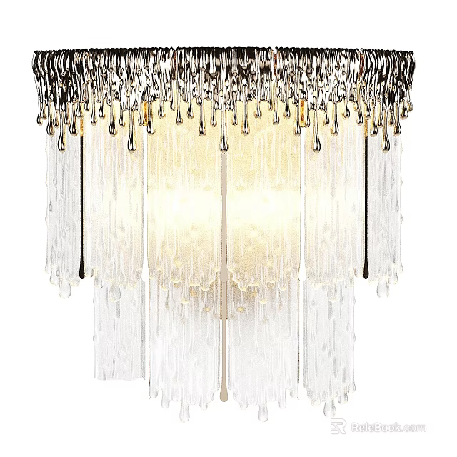 Modern Crystal Wall Sconce With Fringe Details And Soft Illumination For Interior Decor 3d model 