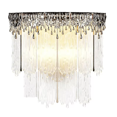 Modern Crystal Wall Sconce With Fringe Details And Soft Illumination For Interior Decor 3d model